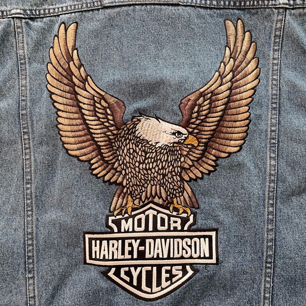 Harley-Davidson Blue Denim Vest with Eagle Patch